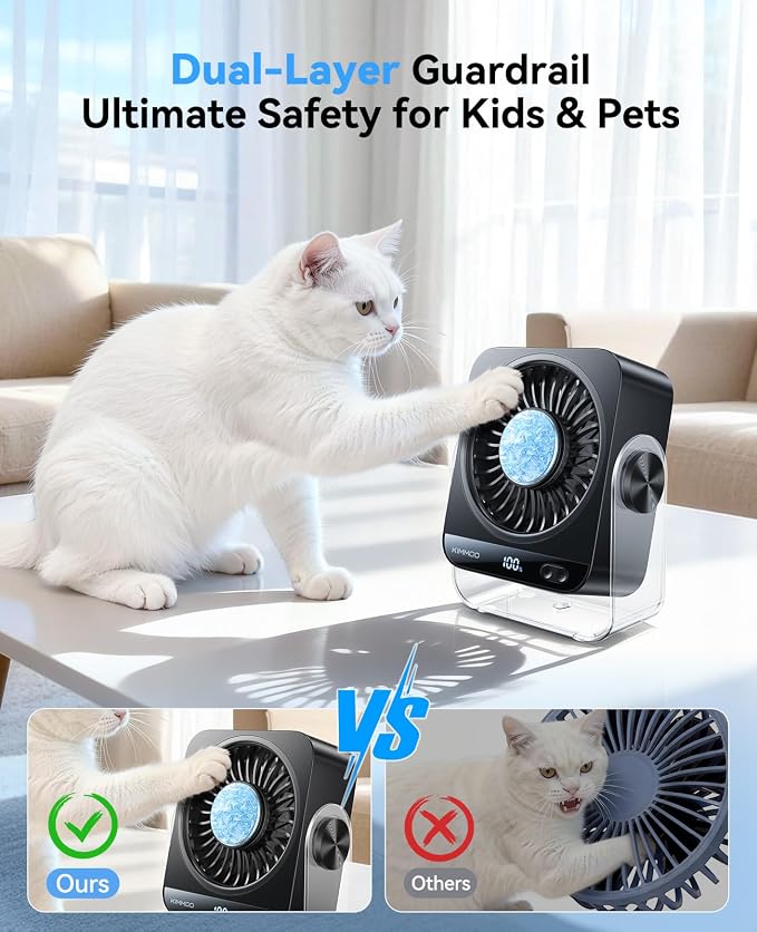 USB Desk Fan for Bedroom, 199 Speeds Turbo Airflow, Portable Fan with Ice Cooling, Digital Display Quiet Table Fan, alternate