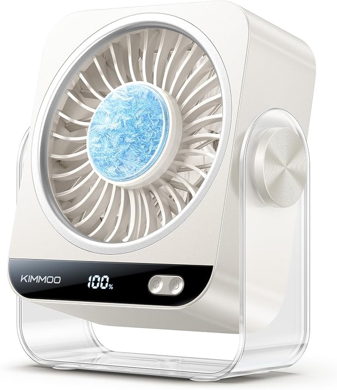 USB Desk Fan for Bedroom, 199 Speeds Turbo Airflow, Portable Fan with Ice Cooling, Digital Display Quiet Table Fan, product