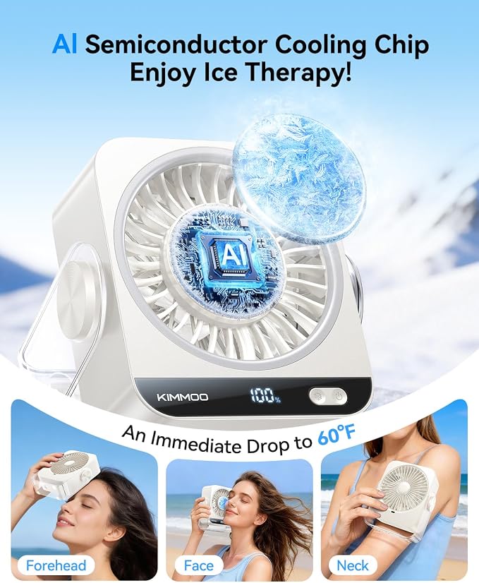 USB Desk Fan for Bedroom, 199 Speeds Turbo Airflow, Portable Fan with Ice Cooling, Digital Display Quiet Table Fan, alternate