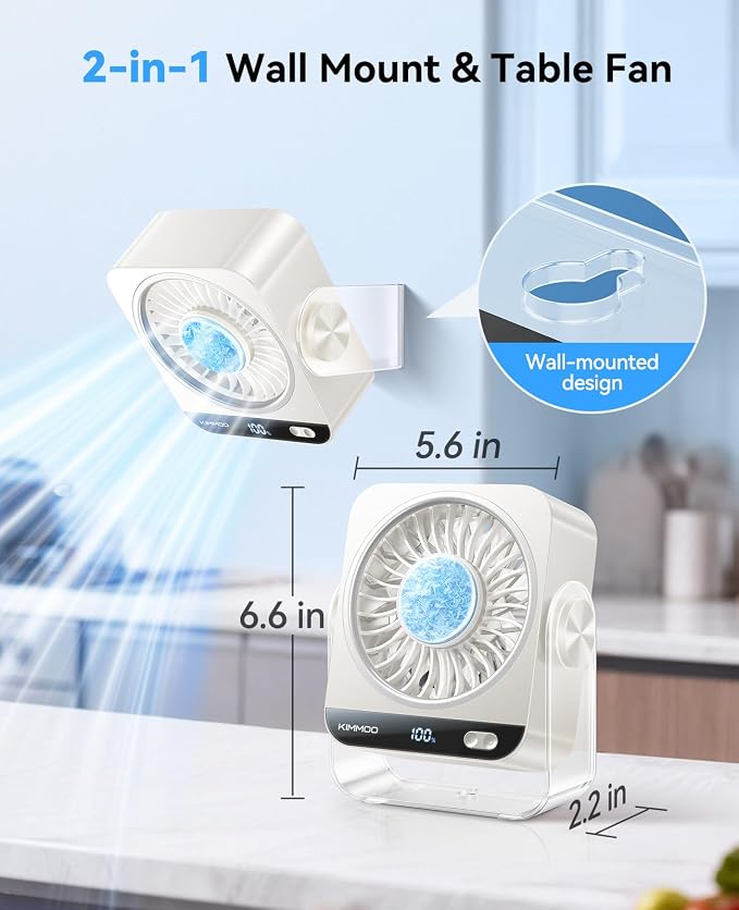 USB Desk Fan for Bedroom, 199 Speeds Turbo Airflow, Portable Fan with Ice Cooling, Digital Display Quiet Table Fan, alternate