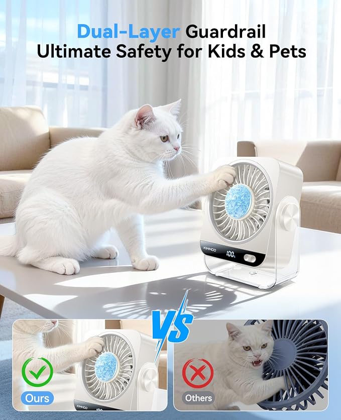 USB Desk Fan for Bedroom, 199 Speeds Turbo Airflow, Portable Fan with Ice Cooling, Digital Display Quiet Table Fan, alternate