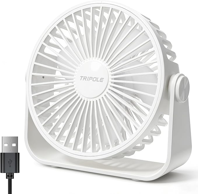 USB Desk Fan Portable Mini Fan Powerful 3 Speeds Wind Personal Desktop Fan with 360° Head Rotation for Home