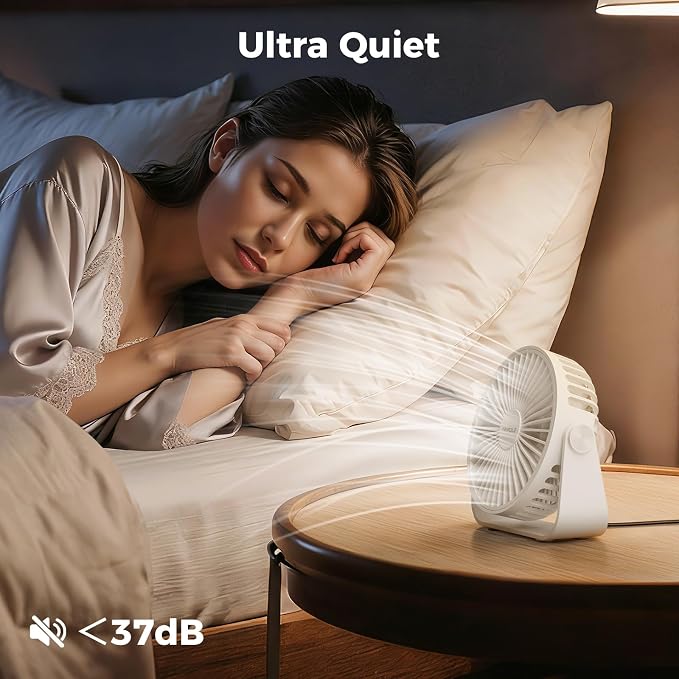 USB Desk Fan Portable Mini Fan Powerful 3 Speeds Wind Personal Desktop Fan with 360° Head Rotation for Home, alternate view 3
