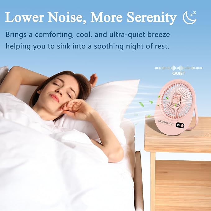 USB Desk Fan, Rechargeable Small Quiet Portable Fan, 180° Folding 6 Speeds Strong Wind Table Fans with Brushless Motor, Mini