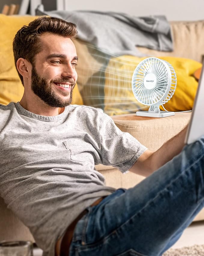 USB Desk Fan, Small But Powerful, Personal Portable Quiet 3 Speeds, Adjustable Mini Table Desktop fan for Cooling Home Office