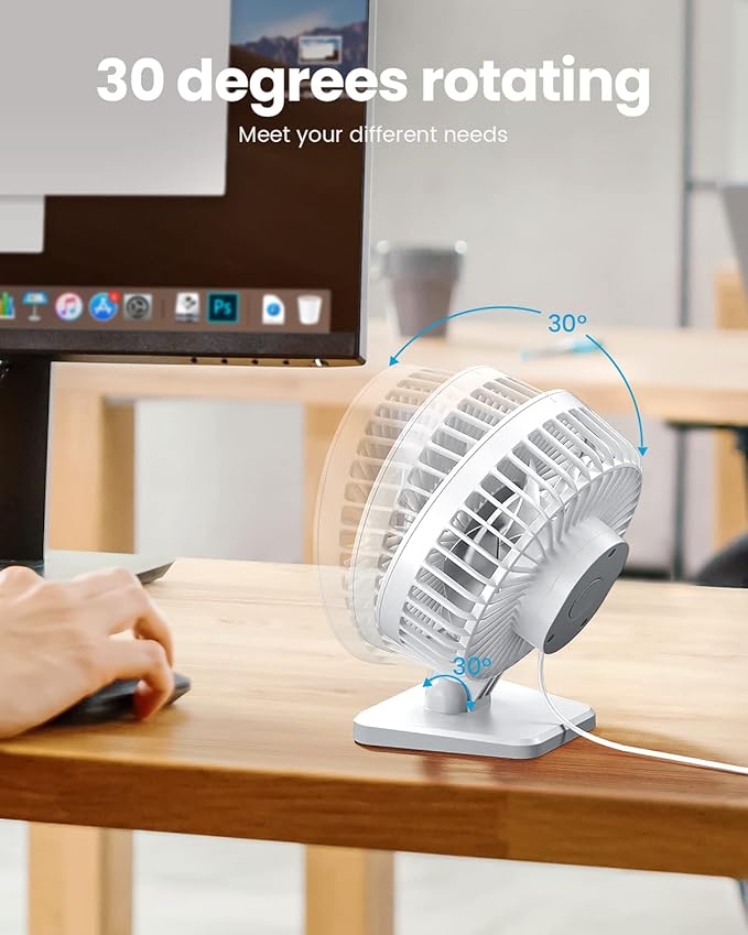 USB Desk Fan, Small But Powerful, Personal Portable Quiet 3 Speeds, Adjustable Mini Table Desktop fan for Cooling Home Office