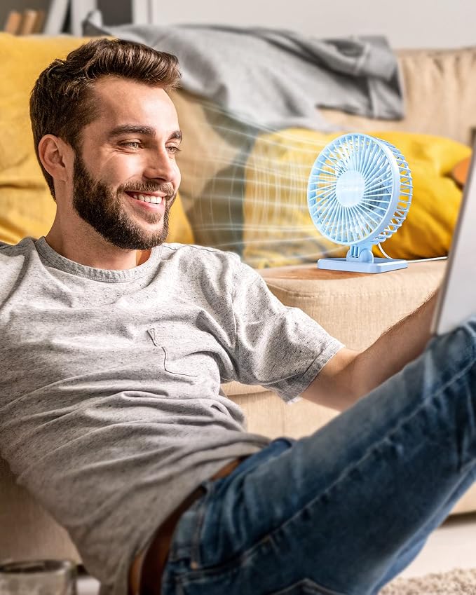 USB Desk Fan, Small But Powerful, Personal Portable Quiet 3 Speeds, Adjustable Mini Table Desktop fan for Cooling Home Office