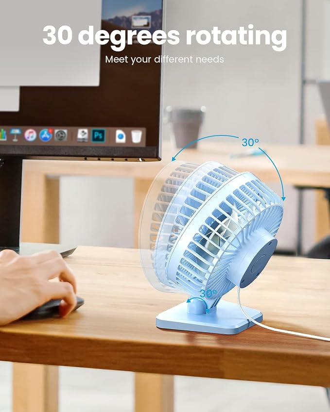 USB Desk Fan, Small But Powerful, Personal Portable Quiet 3 Speeds, Adjustable Mini Table Desktop fan for Cooling Home Office