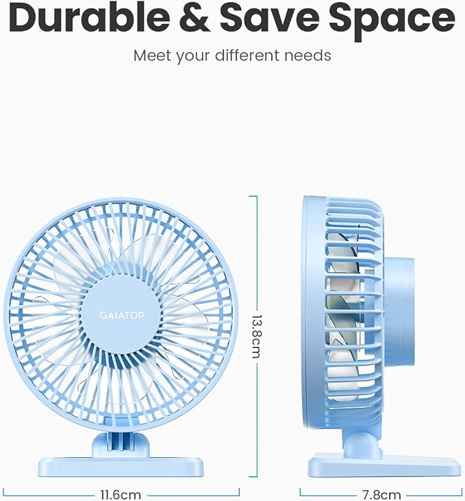 USB Desk Fan, Small But Powerful, Personal Portable Quiet 3 Speeds, Adjustable Mini Table Desktop fan for Cooling Home Office