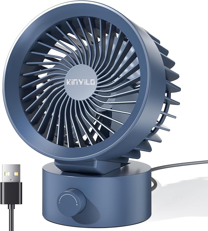 USB Desk Fan Small Quiet, Stepless Speed Flexible Adjust Mini Fans for Home Office Dorm Desktop, Portable Travel Fan Personal