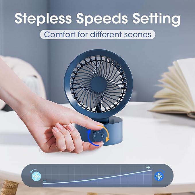 USB Desk Fan Small Quiet, Stepless Speed Flexible Adjust Mini Fans for Home Office Dorm Desktop, Portable Travel Fan Personal