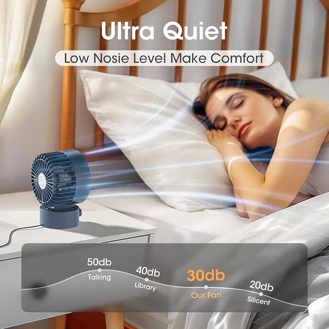 USB Desk Fan Small Quiet, Stepless Speed Flexible Adjust Mini Fans for Home Office Dorm Desktop, Portable Travel Fan Personal
