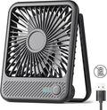 USB Desk Fan, Strong Wind Ultra Quiet Small Personal Fan with 180° Tilt Folding and 3 Speeds Adjustable, USB-C