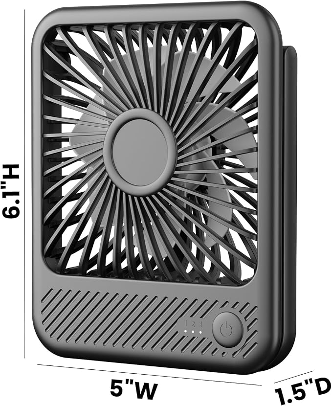 USB Desk Fan, Strong Wind Ultra Quiet Small Personal Fan with 180° Tilt Folding and 3 Speeds Adjustable, USB-C, alternate