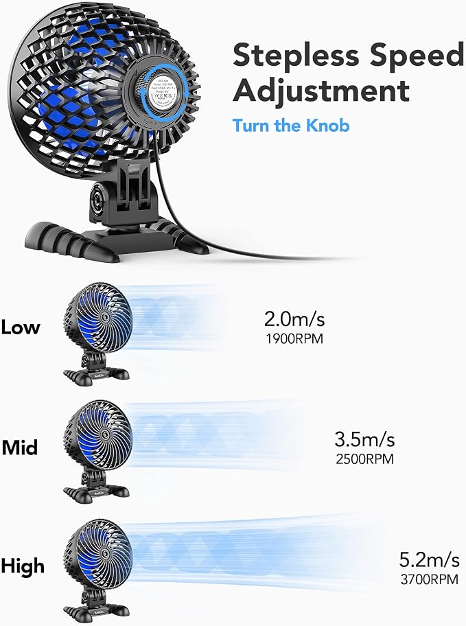 USB Desktop Small Fan, Stepless Speed Adjustment with Multiple Speed Levels, Portable Plug-in Personal Mini Fan,Quiet