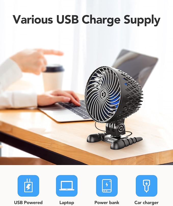 USB Desktop Small Fan, Stepless Speed Adjustment with Multiple Speed Levels, Portable Plug-in Personal Mini Fan,Quiet