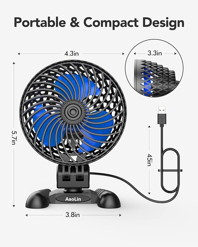 USB Desktop Small Fan, Stepless Speed Adjustment with Multiple Speed Levels, Portable Plug-in Personal Mini Fan,Quiet