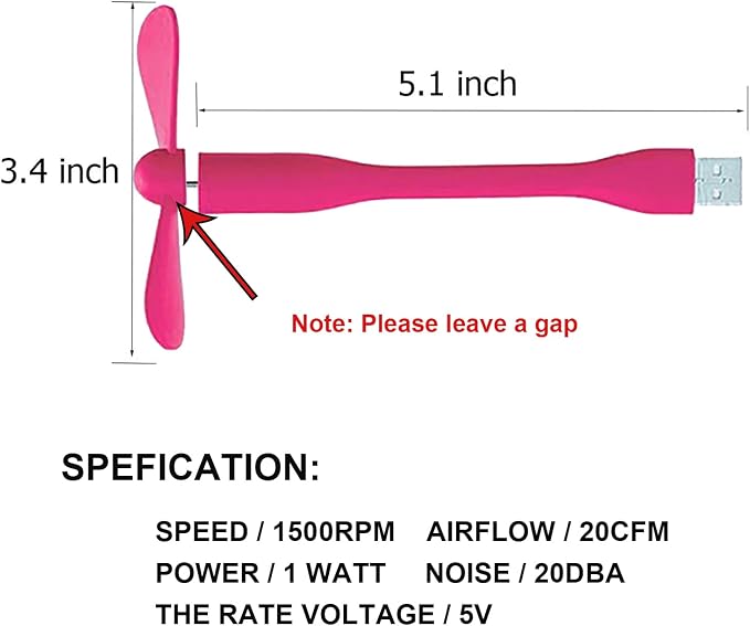 USB Flexible Fan, Mini Portable Cooling Fans USB Powered for Power Bank Laptop PC AC Charger - 2 Pack (Pink), alternate