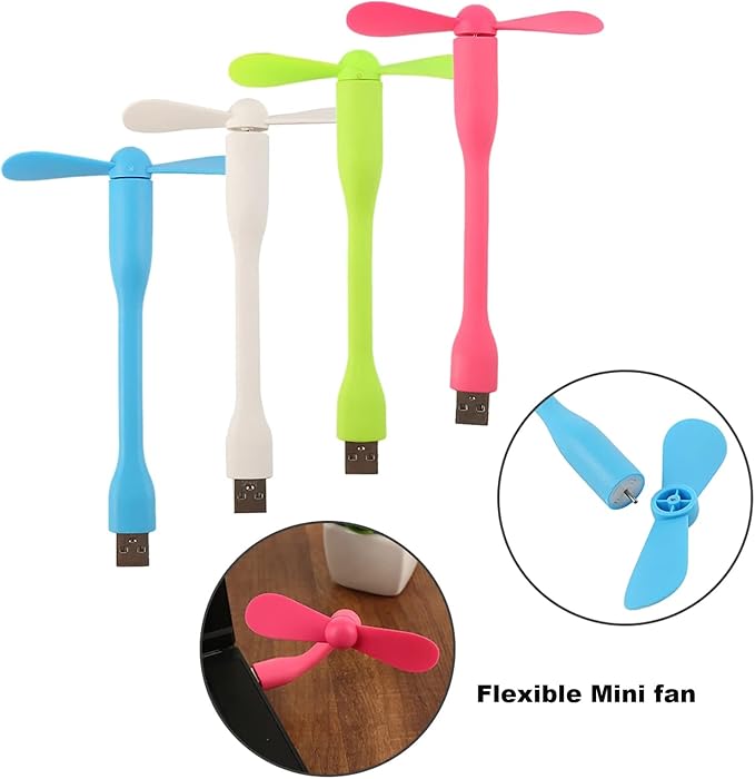 USB Flexible Fan, Mini Portable Cooling Fans USB Powered for Power Bank Laptop PC AC Charger - 2 Pack (Pink), alternate