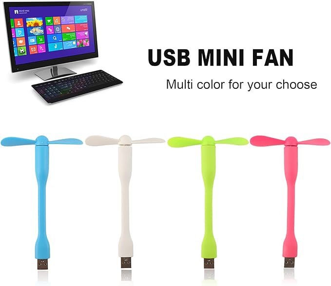 USB Flexible Fan, Mini Portable Cooling Fans USB Powered for Power Bank Laptop PC AC Charger - 2 Pack (Pink), alternate