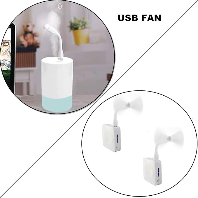 USB Flexible Fan, Mini Portable Cooling Fans USB Powered for Power Bank Laptop PC AC Charger - 2 Pack (White), alternate
