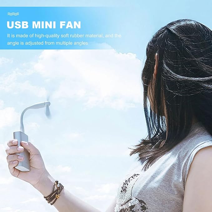 USB Flexible Fan, Mini Portable Cooling Fans USB Powered for Power Bank Laptop PC AC Charger - 2 Pack (White), alternate