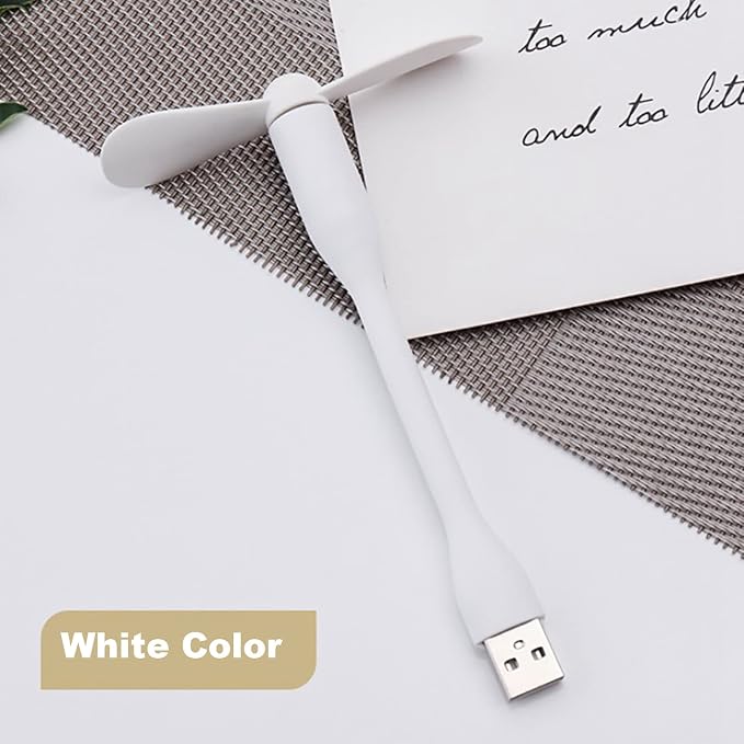 USB Flexible Fan, Mini Portable Cooling Fans USB Powered for Power Bank Laptop PC AC Charger - 2 Pack (White), alternate