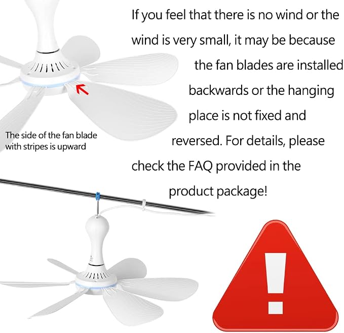 USB Mini Small Ceiling Fan Battery operated, Power Bank powered quiet Camping Optional Emergency Portable, alternate view 2