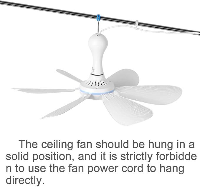 USB Mini Small Ceiling Fan Battery operated, Power Bank powered quiet Camping Optional Emergency Portable, alternate view 9