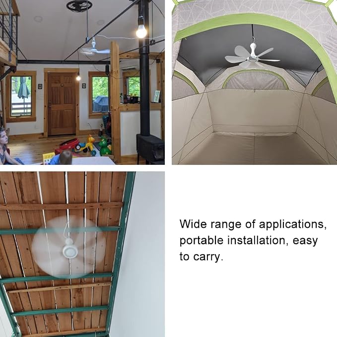 USB Mini Small Ceiling Fan quiet Camping Optional Emergency Portable Outdoor Hanging Gazebo Canopy Dorm Fans, alternate view