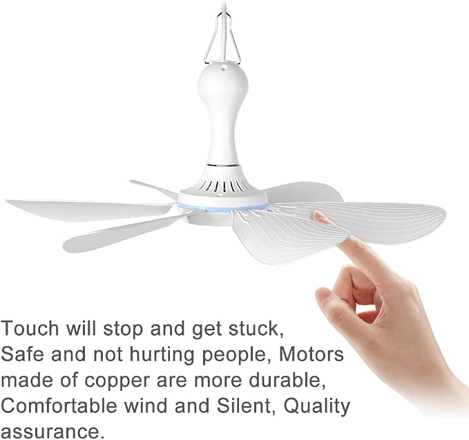 USB Mini Small Ceiling Fan quiet Camping Optional Emergency Portable Outdoor Hanging Gazebo Canopy Dorm Fans, alternate view