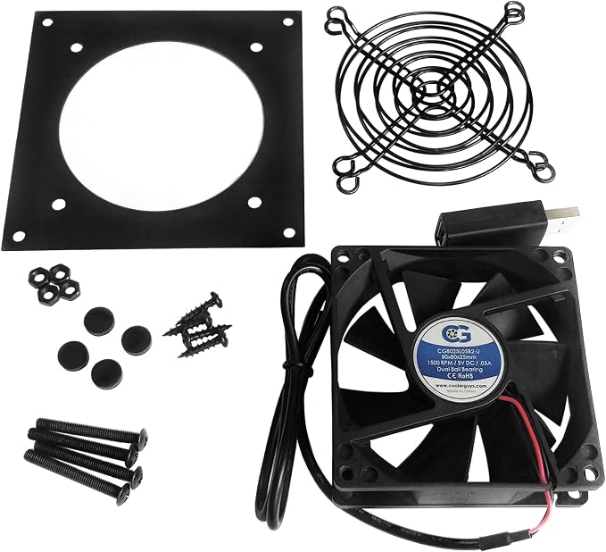 USB Powered Cooling Fan Kits (Single 80mm) (Pack of 2), alternate product view 2