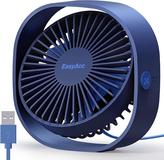 USB Small Desk Fan, Slumber Pod Fan [360°Rotatable Head &Powerful ] 3 Speeds Portable Personal Table Travel Fan for Sleeping