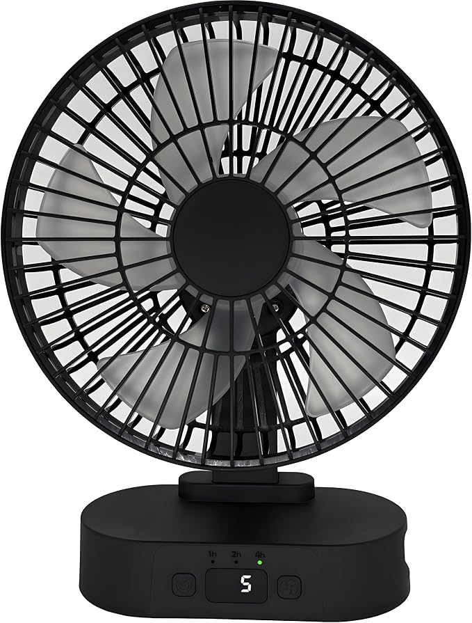 USB Small Mini Quiet Desk Fan 6-Inch Size, 5-Speed Adjustable Wind Strength with Digital Display, 3-Level Timer Auto
