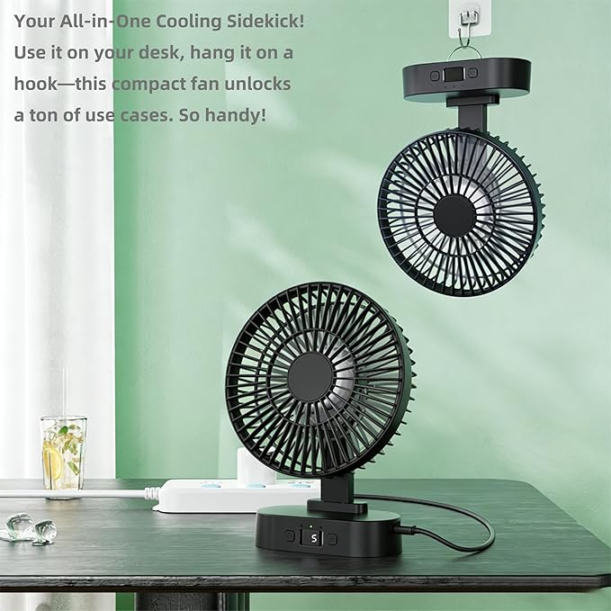 USB Small Mini Quiet Desk Fan 6-Inch Size, 5-Speed Adjustable Wind Strength with Digital Display, 3-Level Timer Auto