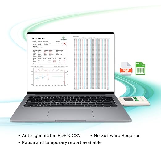 USB Temperature Humidity Data Logger, Reuseable Temperature Humidity Recorder with PDF or CSV Report, Digital, alternate view