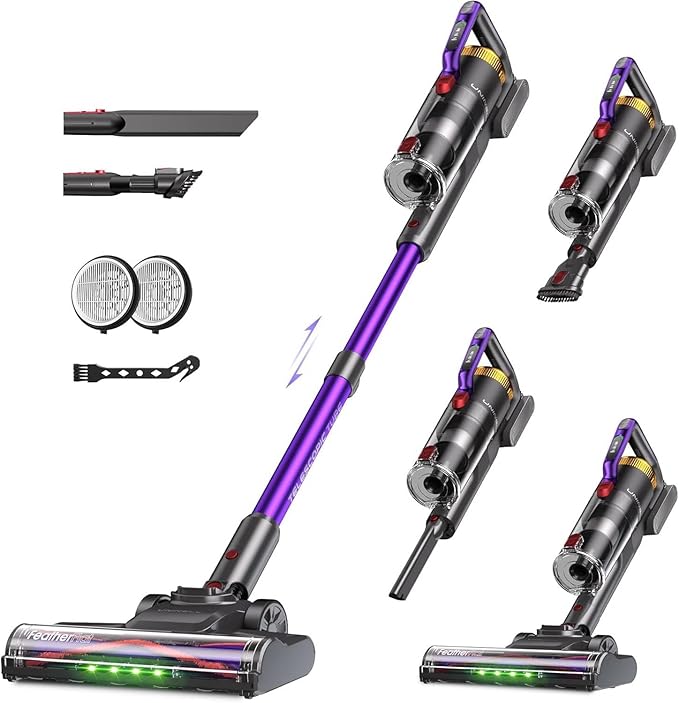 UV2 Cordless Vacuum Cleaner, 48000Pa/550W Vacuum Cleaners for Home, Lightweight Stick Vacuum with 65Mins Runtime