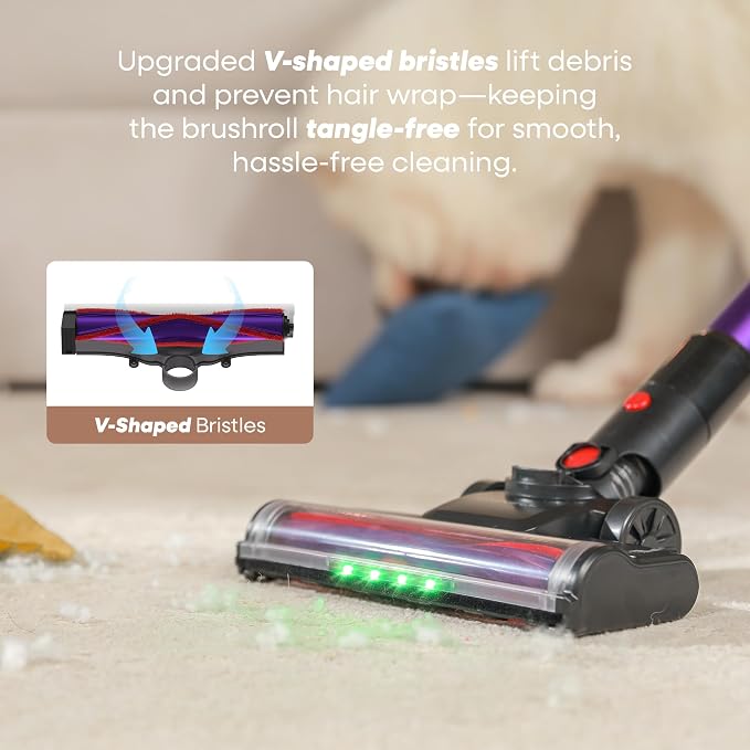 UV2 Cordless Vacuum Cleaner, 48000Pa/550W Vacuum Cleaners for Home, Lightweight Stick Vacuum with 65Mins Runtime