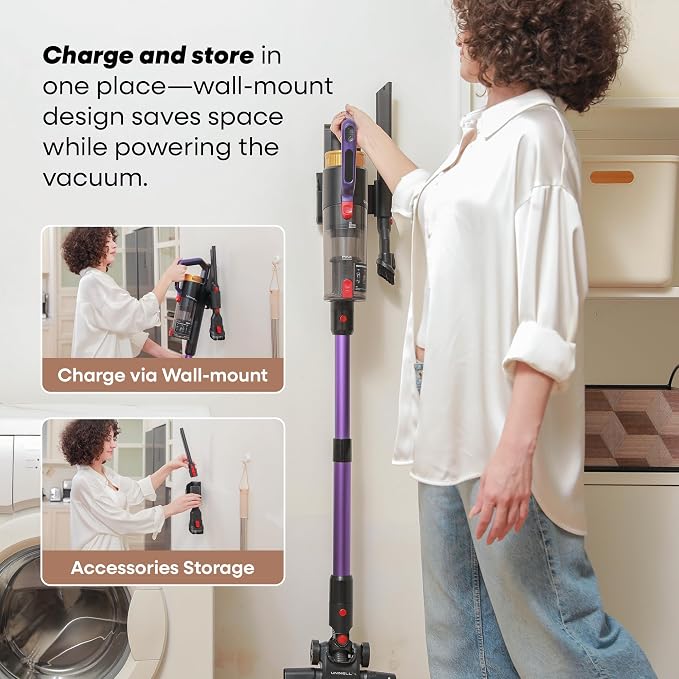 UV2 Cordless Vacuum Cleaner, 48000Pa/550W Vacuum Cleaners for Home, Lightweight Stick Vacuum with 65Mins Runtime