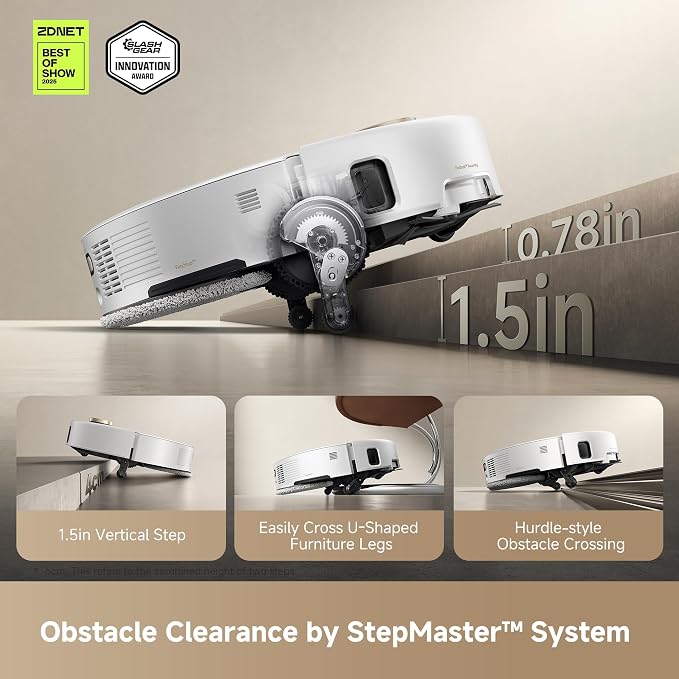 V50 Ultra Complete Robot Vacuum and Mop Self-Cleaning, 24,000 Pa Suction, Liftable Navigation with Obstacle Overcoming and