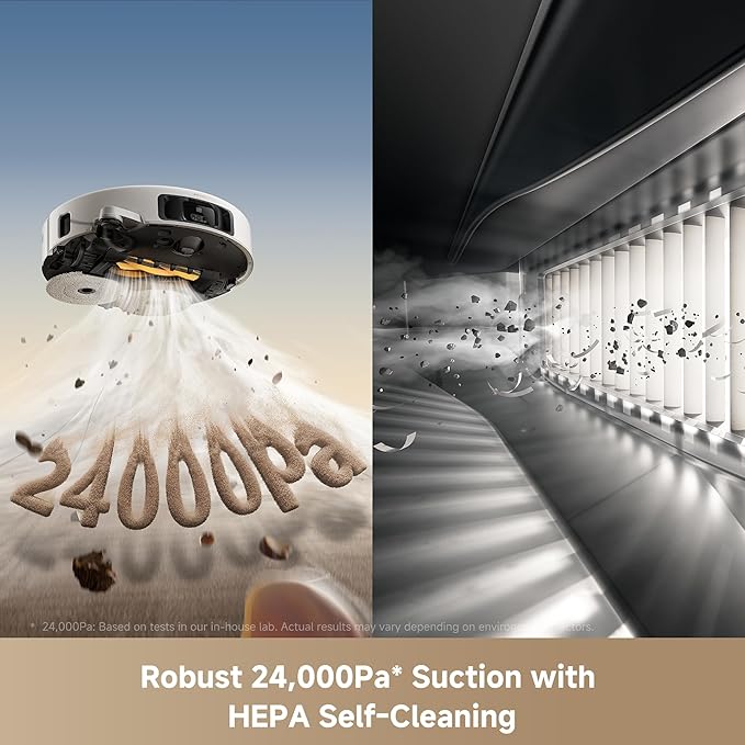 V50 Ultra Complete Robot Vacuum and Mop Self-Cleaning, 24,000 Pa Suction, Liftable Navigation with Obstacle Overcoming and