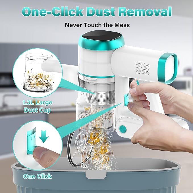 V500 Cordless Vacuum Cleaner for Home, 40000Pa/450W Stick Vacuum with LED Touch Screen, Charging Wall Dock, Anti-Tangle