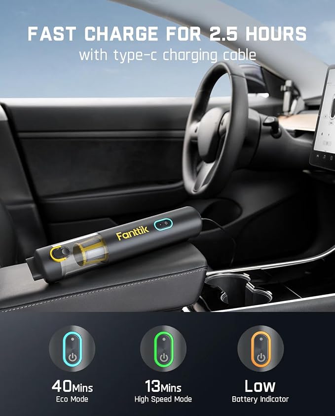 ® V8 APEX Car Vacuum, 4-in-1 Portable Mini Cordless Vacuum with 19000pa Suction Power, Type-C Charge, alternate product view