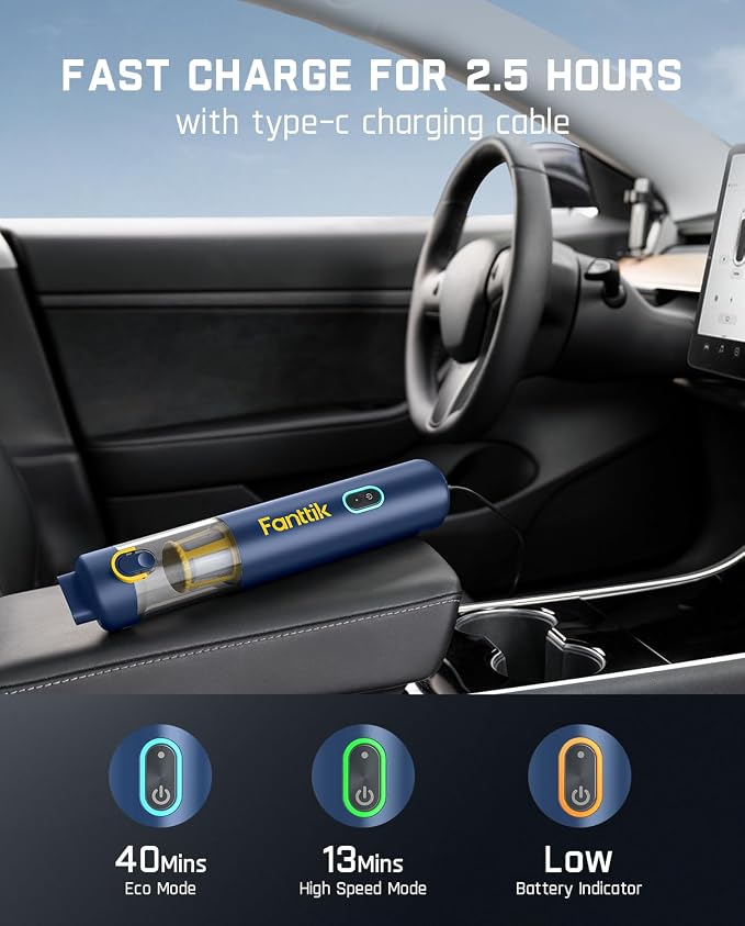 ® V8 APEX Car Vacuum, 4-in-1 Portable Mini Cordless Vacuum with 19000pa Suction Power, Type-C Charge, alternate product view