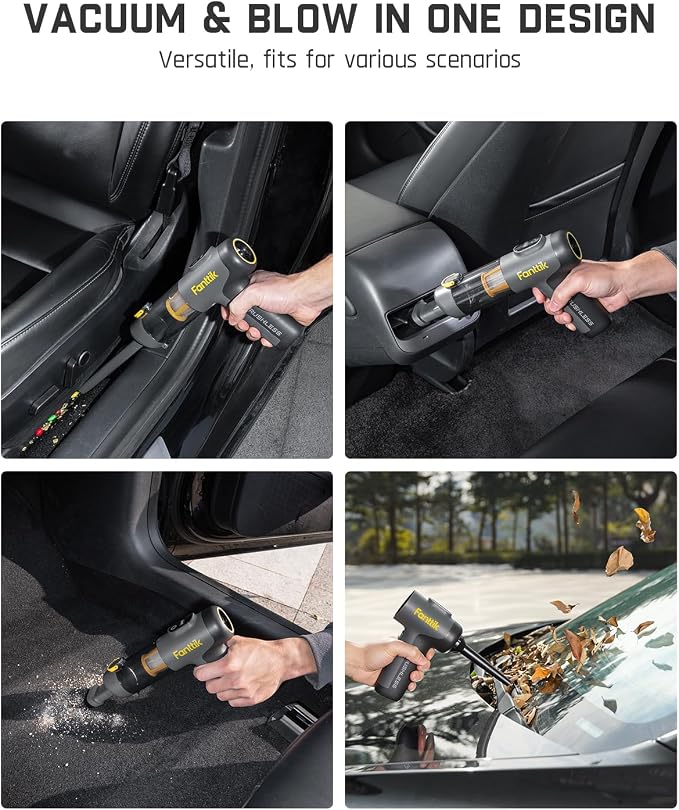 ® V9 Mix Car Vacuum, 4 in 1 Handheld Air Duster, 12000PA Suction Power with Smart LED Display, alternate product view 2