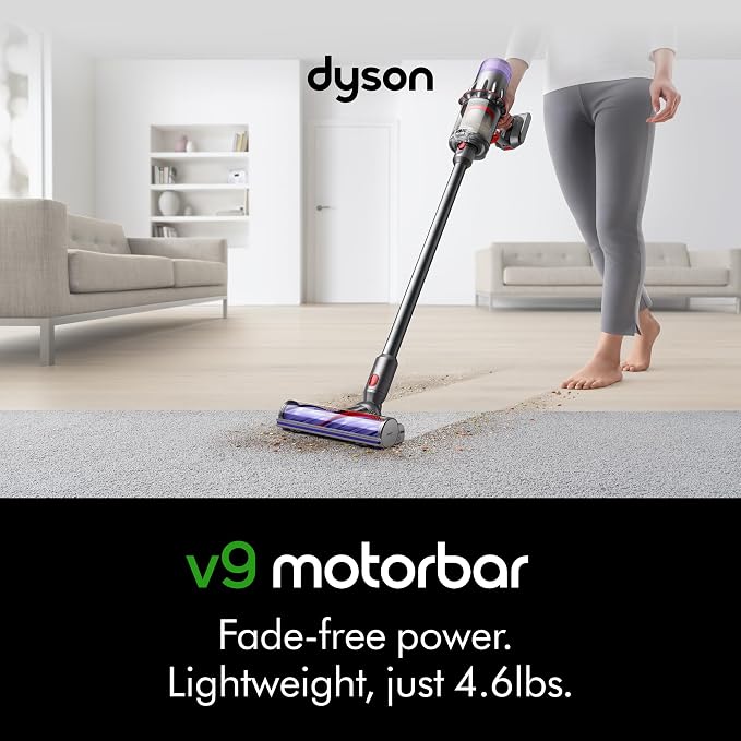 V9 Motorbar Cordless Vacuum, Cleans Hard Floors and Carpets, Detangles, Converts to Handheld, 100AW, 3 Power Modes, Up to 40