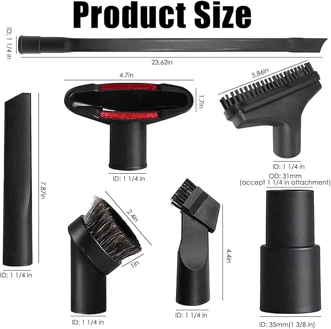 Vacuum Attachments Accessories, 1 1/4 inch Vacuum Cleaner Tools Kit Vacuum Dusty Brush with 32mm (1 1/4) inch & 35mm (1 3/8)