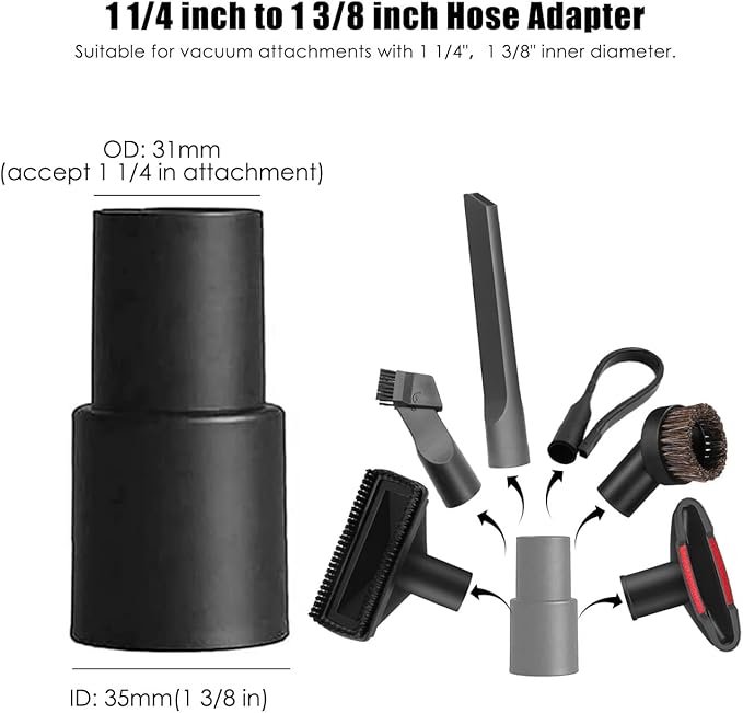 Vacuum Attachments Accessories, 1 1/4 inch Vacuum Cleaner Tools Kit Vacuum Dusty Brush with 32mm (1 1/4) inch & 35mm (1 3/8)