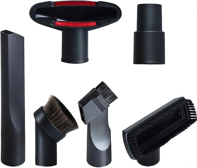 Vacuum Attachments Accessories Cleaning Kit Brush Nozzle Crevice Tool for 1 1/4 inch & 1 3/8 inch Standard Hose 6pcs, product