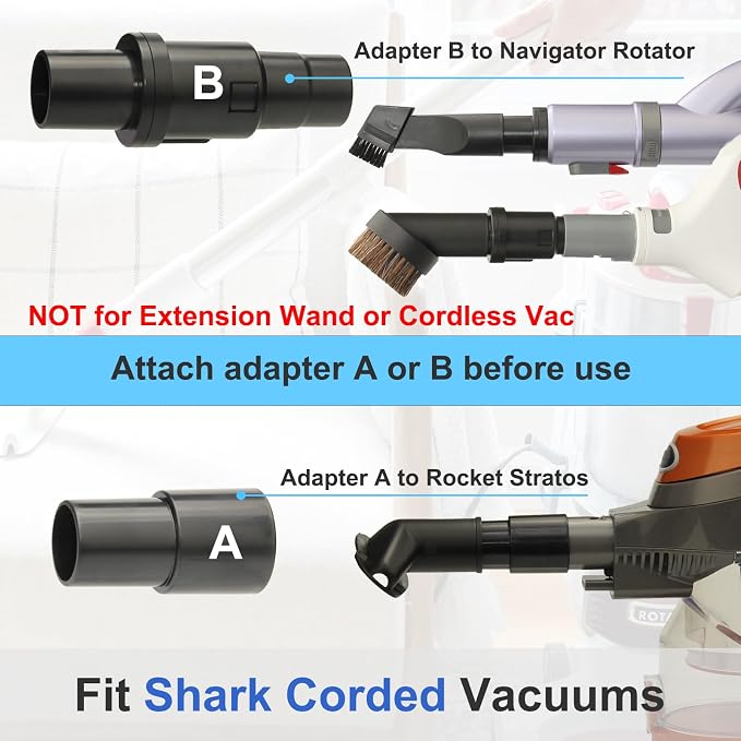 Vacuum Attachments Compatible with Shark Corded Vacuums, Navigator NV350 NV360 Rotator NV501 Rocket HV300 Stratos, 1 1/4"